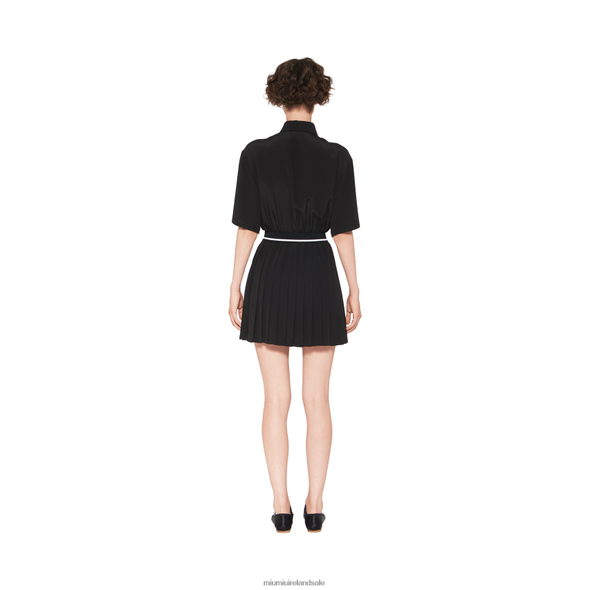IE Miu MiuReady To Wear Crepe De Chine Mini-dress Black XJN62J369