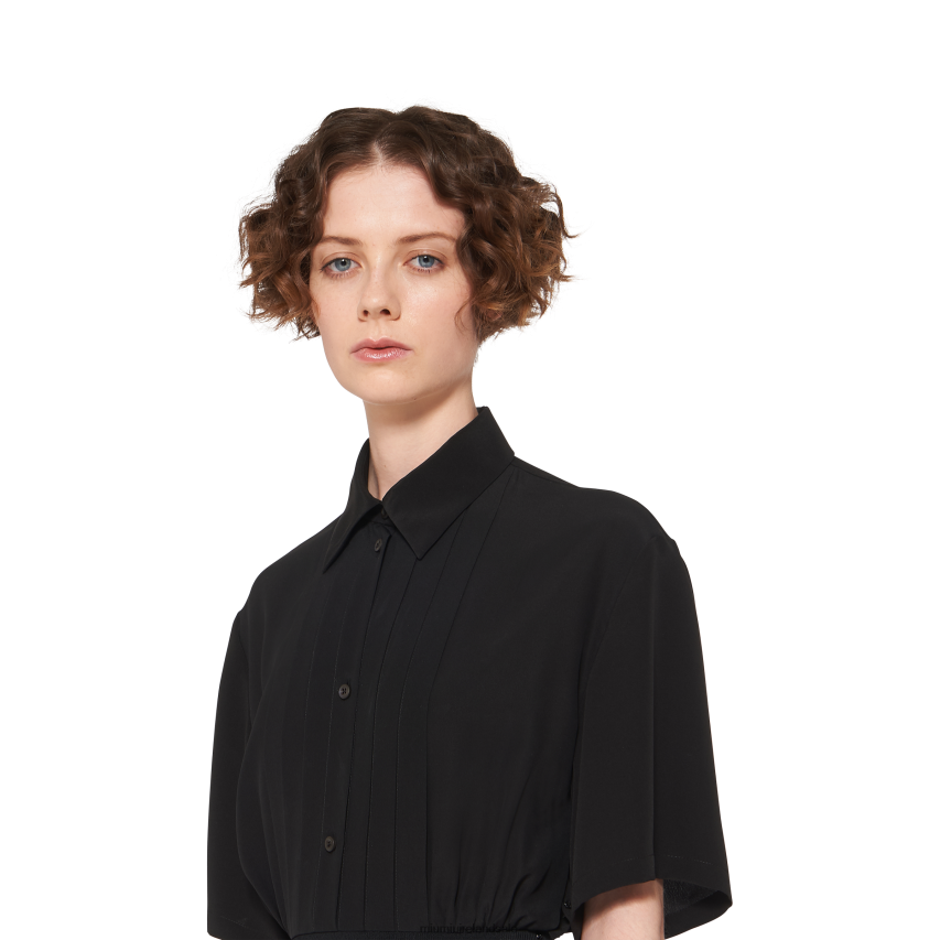 IE Miu MiuReady To Wear Crepe De Chine Mini-dress Black XJN62J369