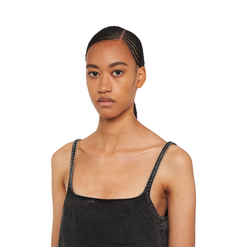 IE Miu MiuReady To Wear Denim Mini-dress With Feathers Black XJN62J401