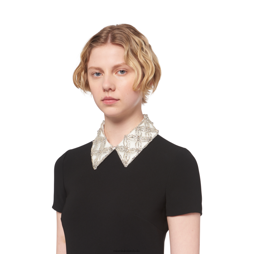 IE Miu MiuReady To Wear Embroidered Faille Cady Mini-dress Black XJN62J435