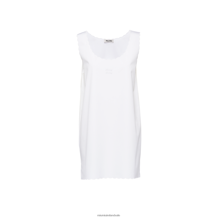 IE Miu MiuReady To Wear Embroidered Poplin Mini-dress White XJN62J352
