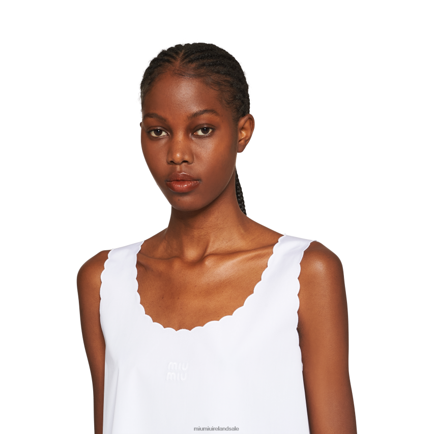 IE Miu MiuReady To Wear Embroidered Poplin Mini-dress White XJN62J352