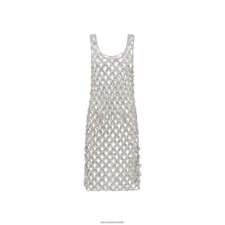 IE Miu MiuReady To Wear Embroidered Rhinestone Mesh Dress Crystal XJN62J418