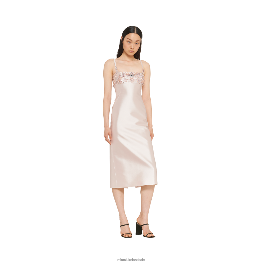 IE Miu MiuReady To Wear Embroidered Silk And Wool Dress Opal XJN62J393