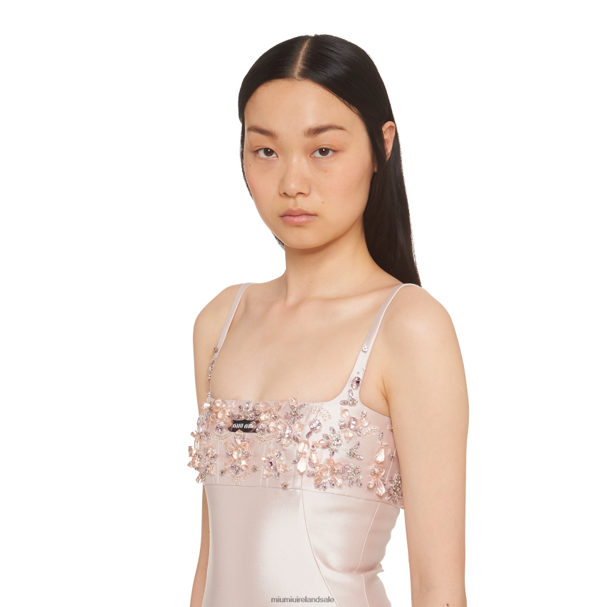 IE Miu MiuReady To Wear Embroidered Silk And Wool Dress Opal XJN62J393