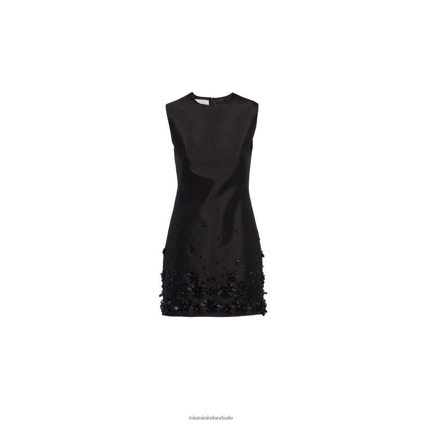 IE Miu MiuReady To Wear Embroidered Silk And Wool Mini-dress Black XJN62J404