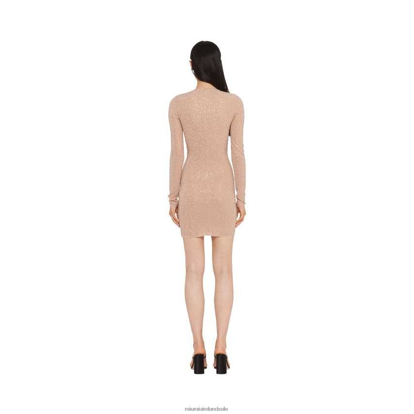 IE Miu MiuReady To Wear Embroidered Stretch Georgette Mini-dress Cameo XJN62J398