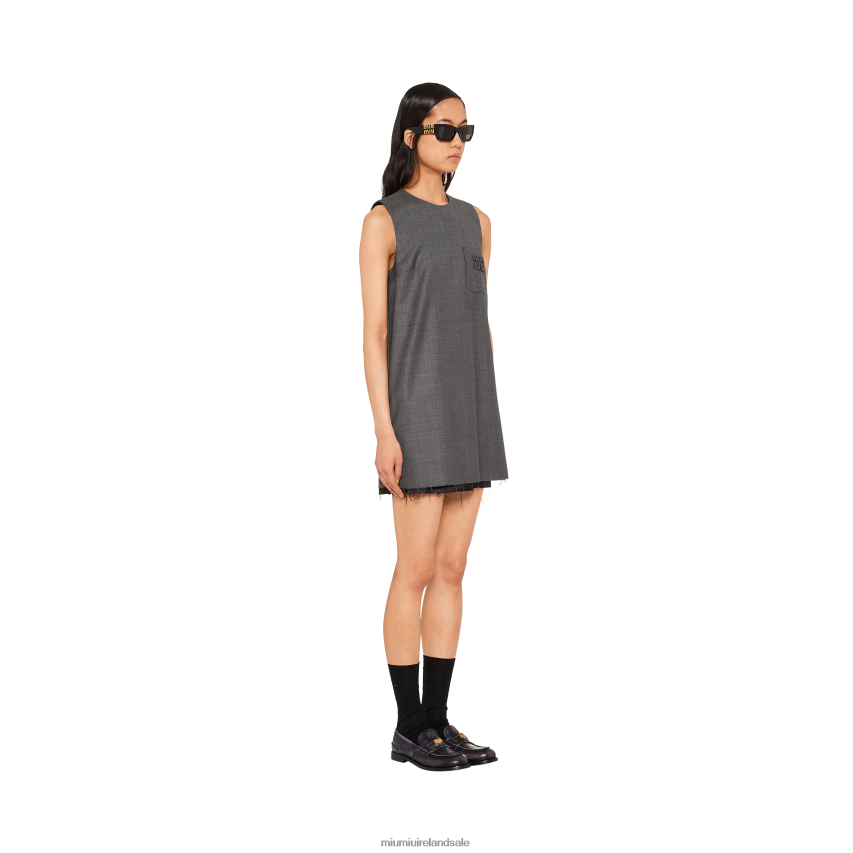 IE Miu MiuReady To Wear Grisaille Mini-dress Slate Gray XJN62J400