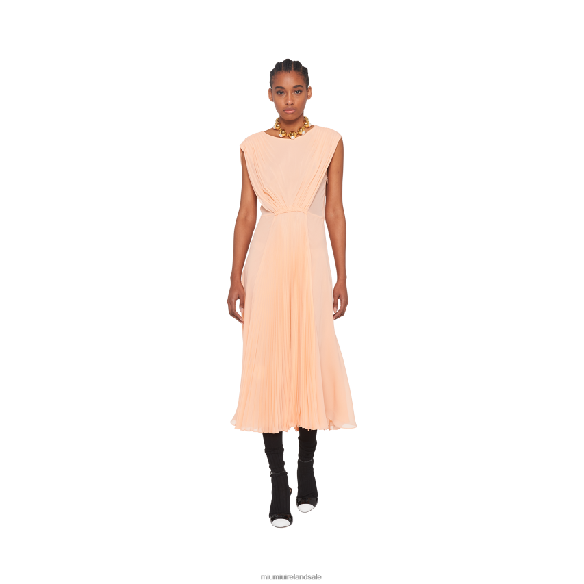 IE Miu MiuReady To Wear Long Georgette Dress Apricot XJN62J443