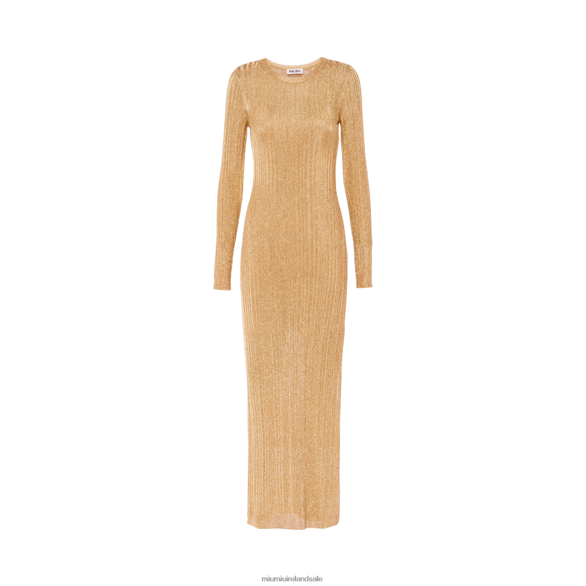 IE Miu MiuReady To Wear Long Lame Dress Gold XJN62J426
