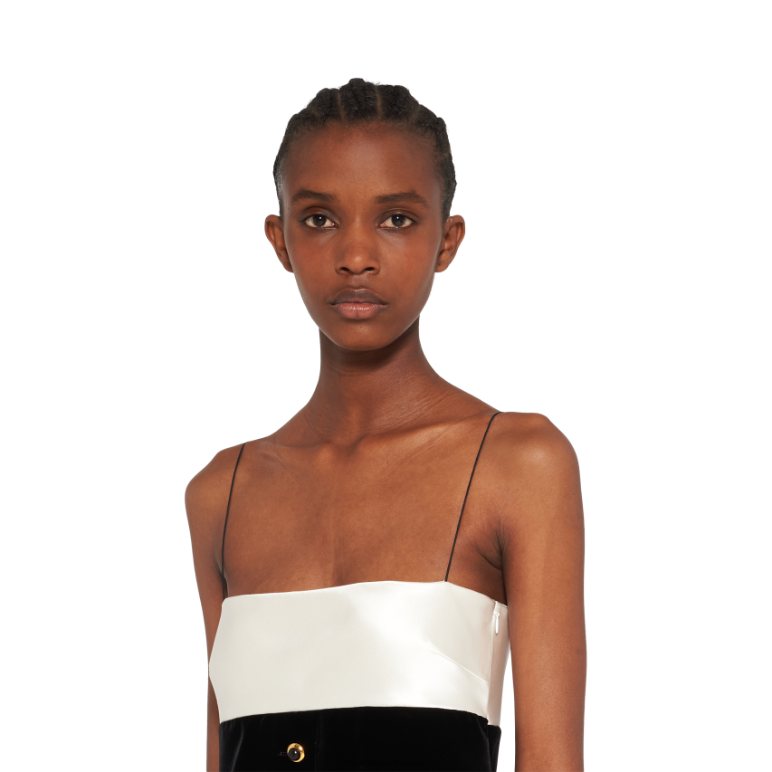 IE Miu MiuReady To Wear Long Velvet Dress Black/White XJN62J405