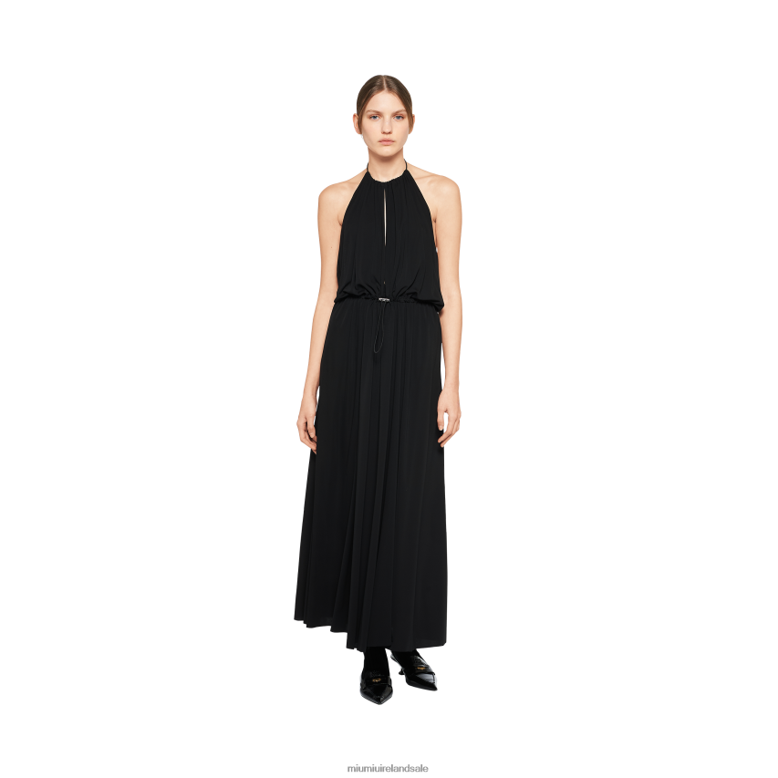 IE Miu MiuReady To Wear Organzine Halter Midi-dress Black XJN62J374