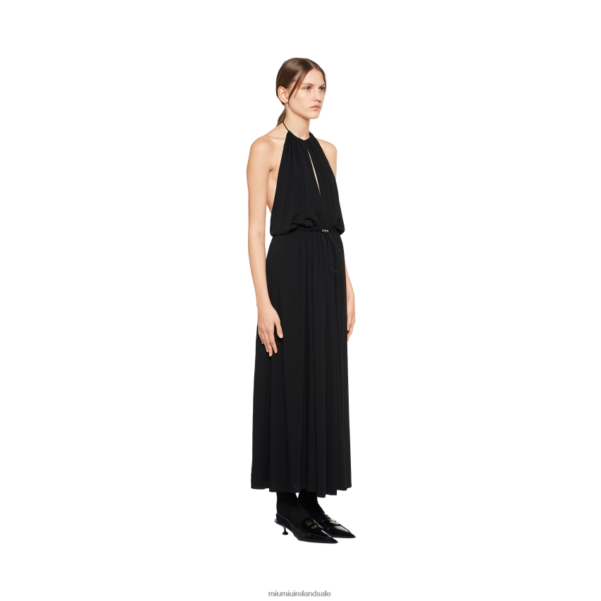 IE Miu MiuReady To Wear Organzine Halter Midi-dress Black XJN62J374