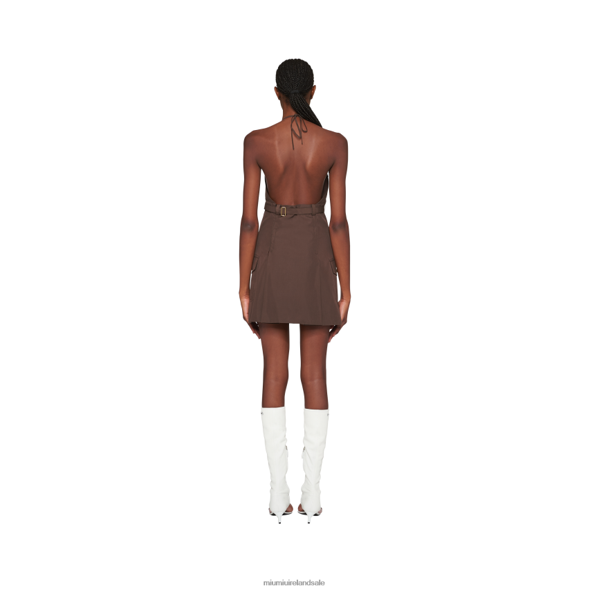 IE Miu MiuReady To Wear Panama Cotton Mini-dress Cocoa Brown XJN62J348