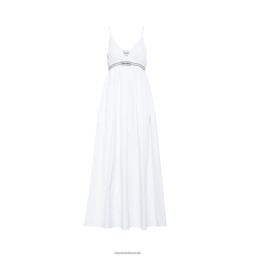 IE Miu MiuReady To Wear Poplin Long Dress White XJN62J353