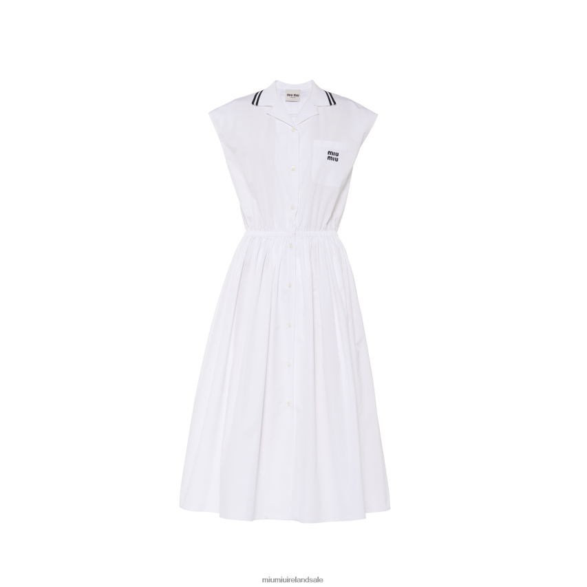 IE Miu MiuReady To Wear Poplin Midi-dress White XJN62J351