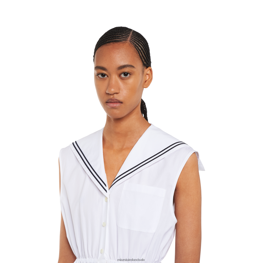 IE Miu MiuReady To Wear Sailor Poplin Dress White XJN62J390