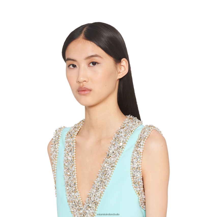 IE Miu MiuReady To Wear Sleeveless Cady Mini-dress Jade Green XJN62J445