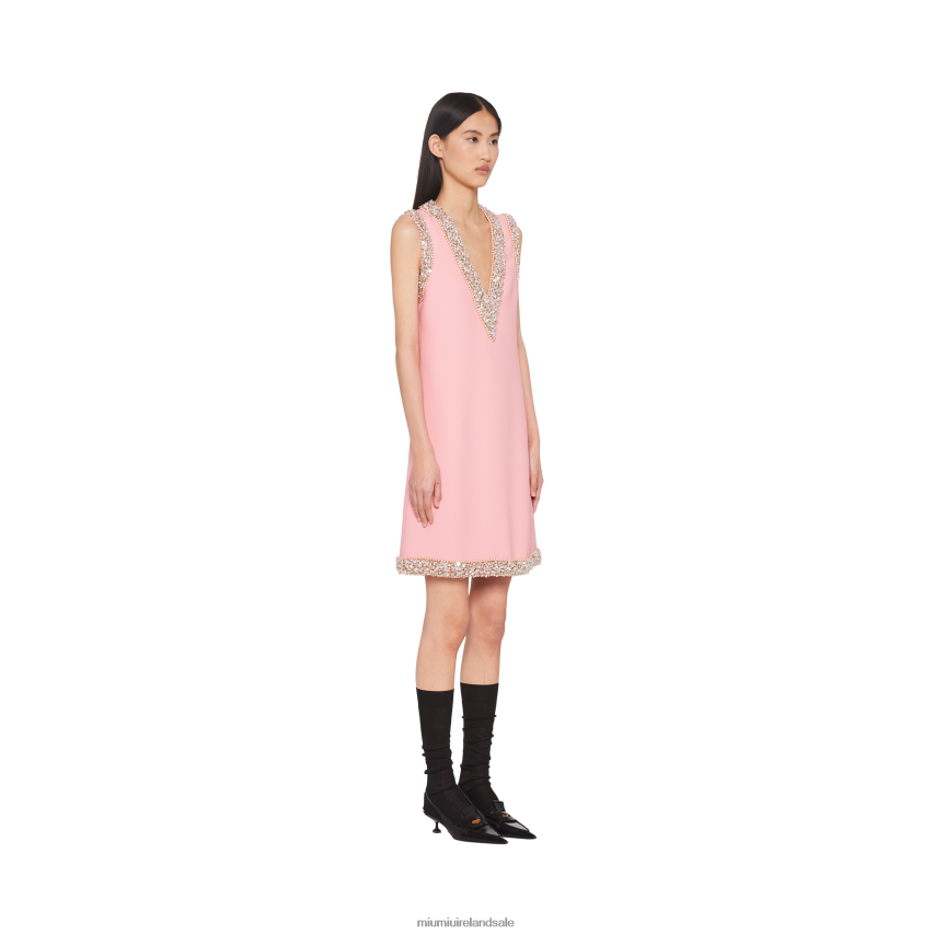 IE Miu MiuReady To Wear Sleeveless Cady Mini-dress Petal Pink XJN62J446