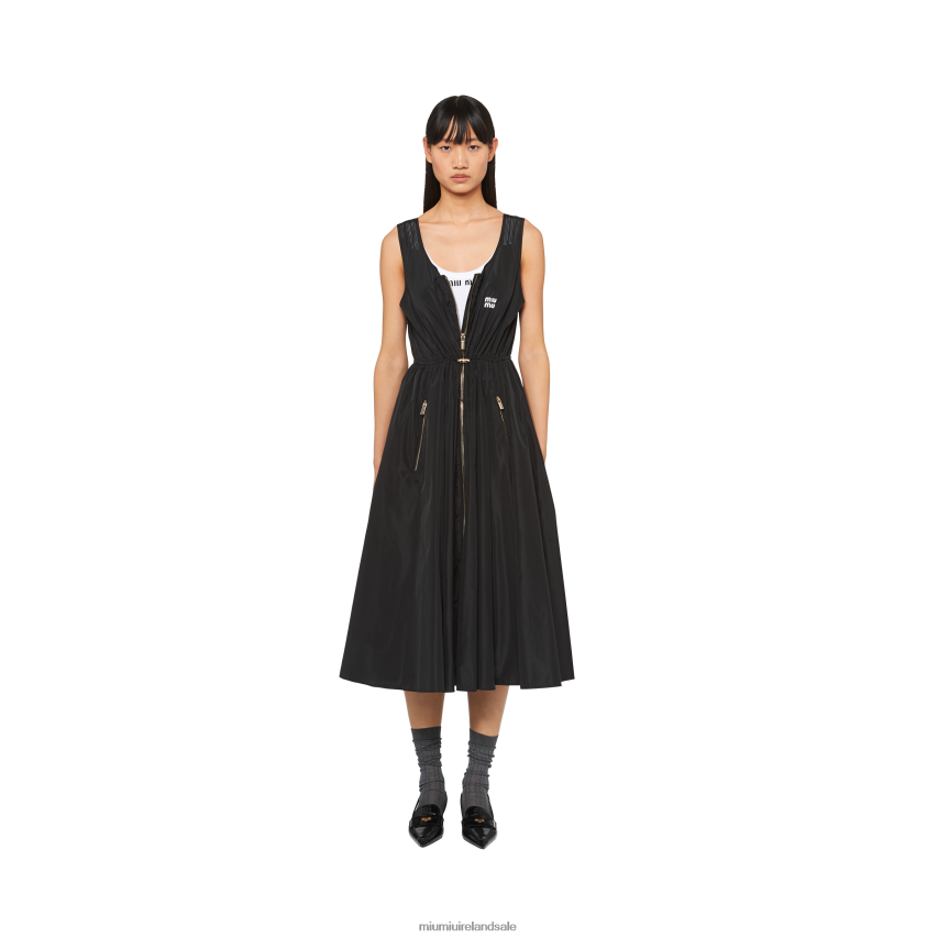 IE Miu MiuReady To Wear Sleeveless Technical Silk Dress Black XJN62J371