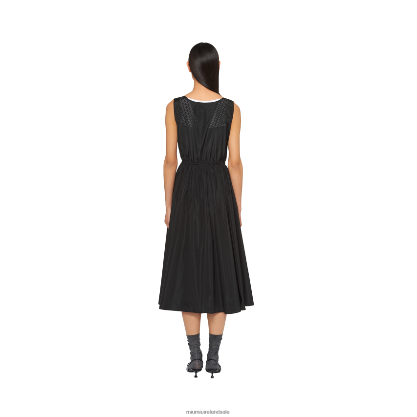 IE Miu MiuReady To Wear Sleeveless Technical Silk Dress Black XJN62J371
