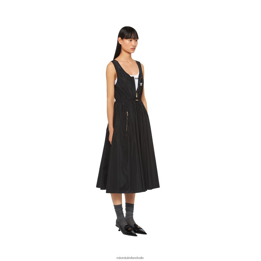IE Miu MiuReady To Wear Sleeveless Technical Silk Dress Black XJN62J371
