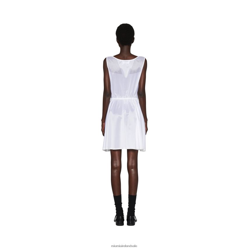 IE Miu MiuReady To Wear Sleeveless Technical Silk Dress White XJN62J372