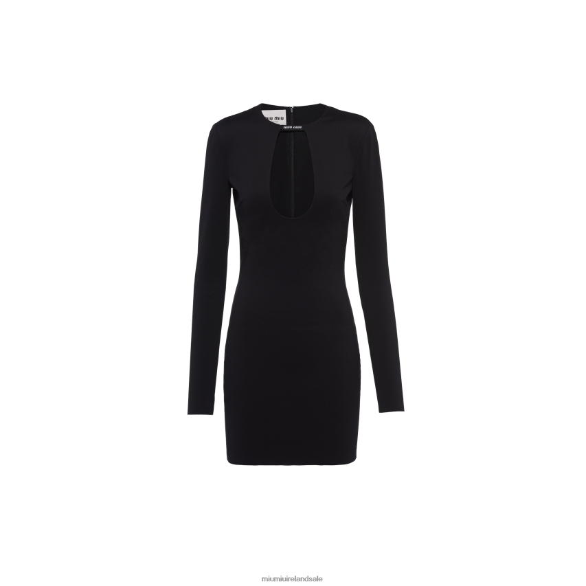IE Miu MiuReady To Wear Stretch Jersey Mini-dress Black XJN62J399