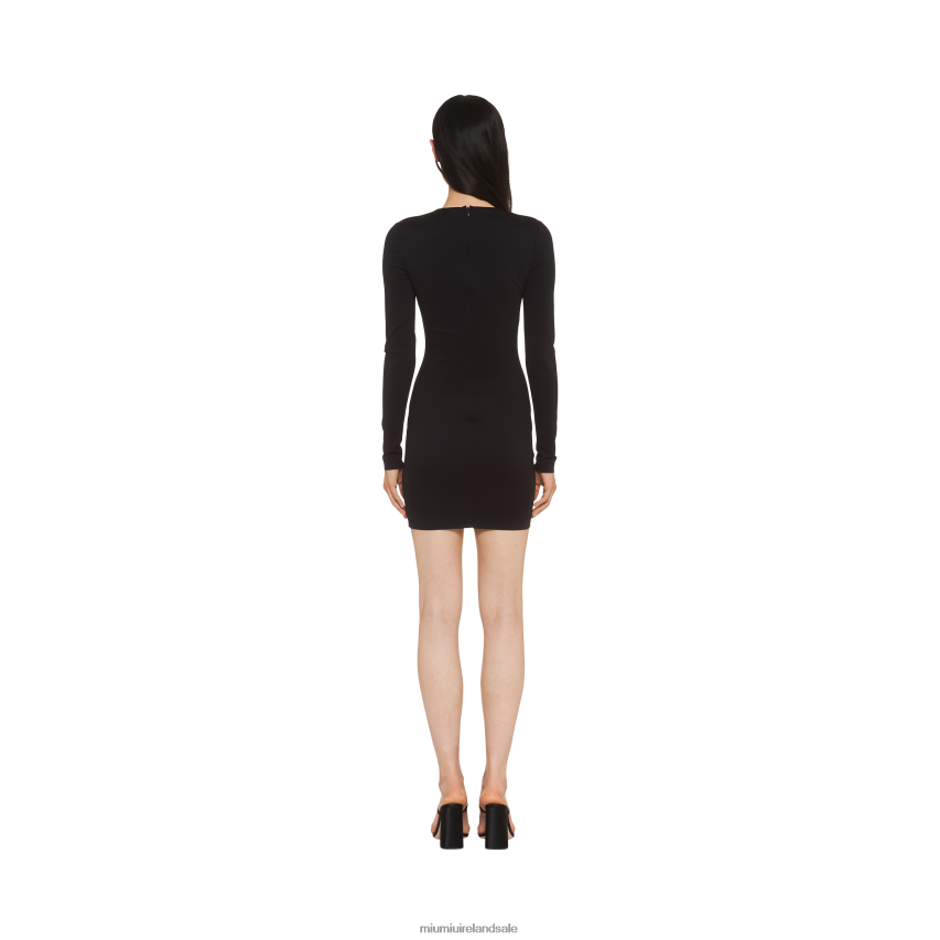 IE Miu MiuReady To Wear Stretch Jersey Mini-dress Black XJN62J399