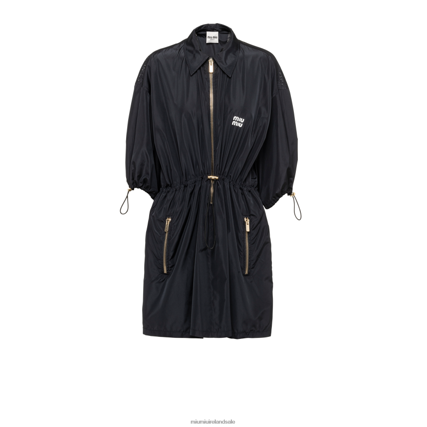 IE Miu MiuReady To Wear Technical Silk Mini-dress Navy XJN62J367