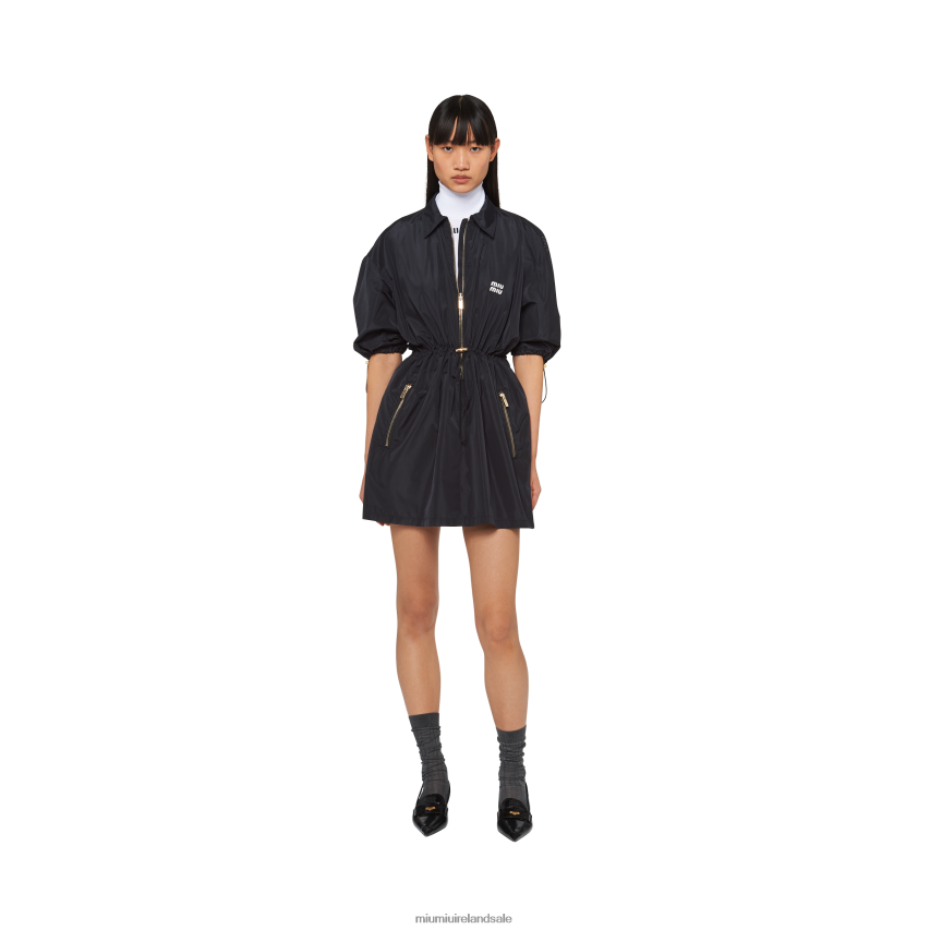 IE Miu MiuReady To Wear Technical Silk Mini-dress Navy XJN62J367