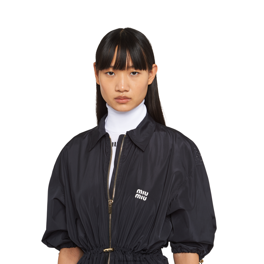 IE Miu MiuReady To Wear Technical Silk Mini-dress Navy XJN62J367