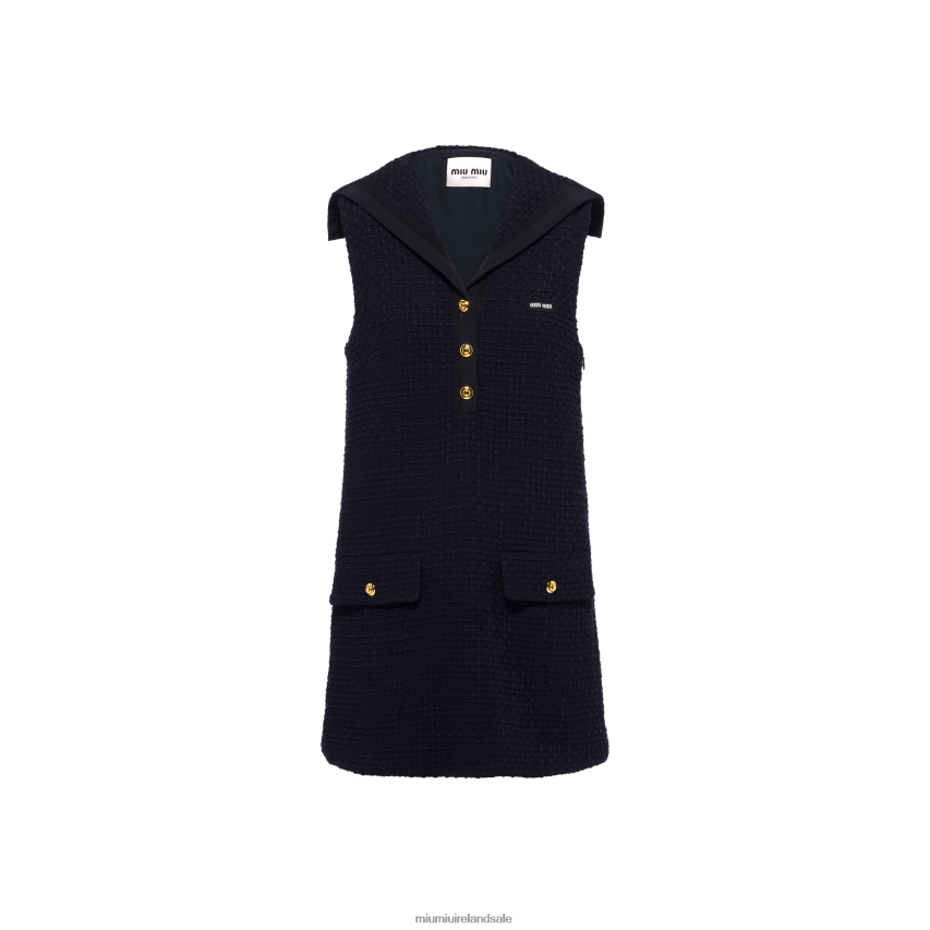 IE Miu MiuReady To Wear Tweed Mini-dress Navy XJN62J388