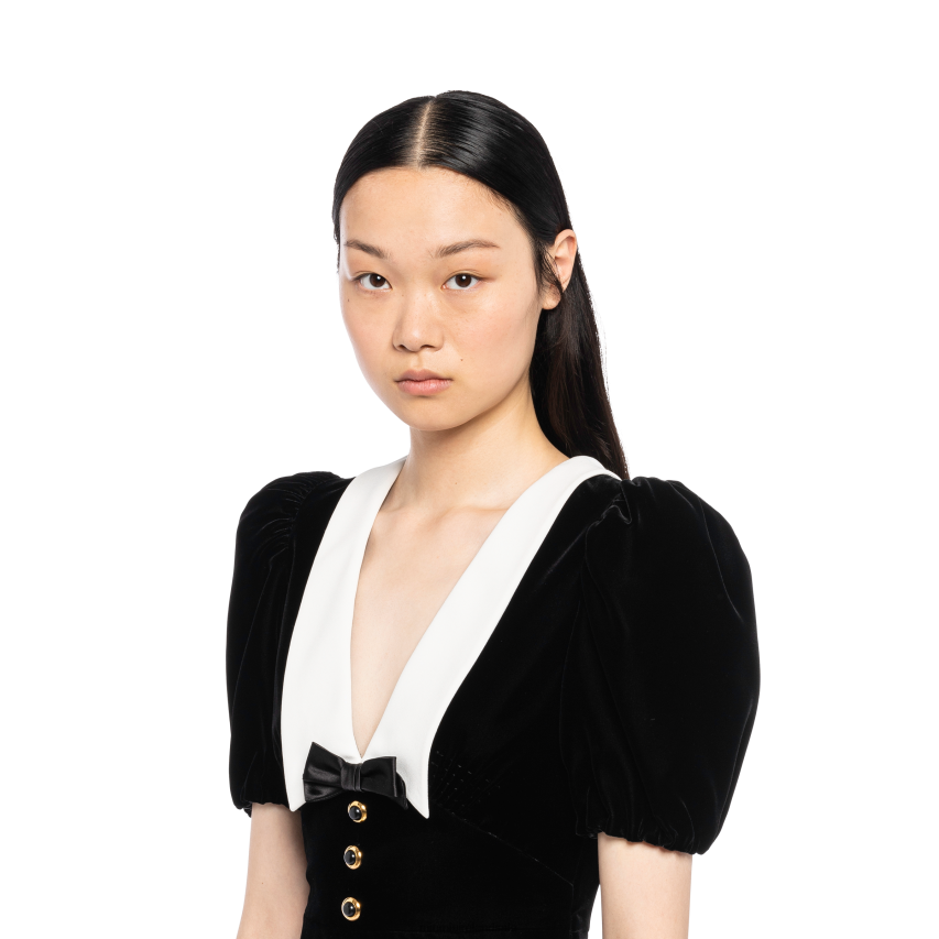IE Miu MiuReady To Wear Velvet Mini Dress Black/White XJN62J408