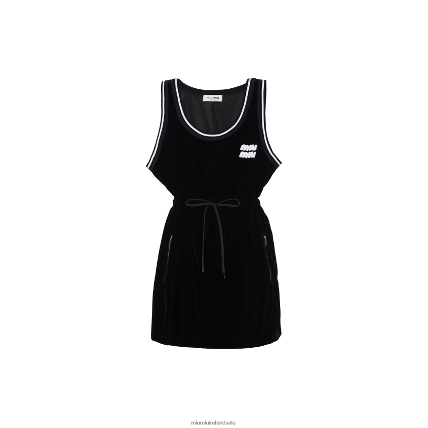 IE Miu MiuReady To Wear Velvet Mini-dress Black XJN62J409