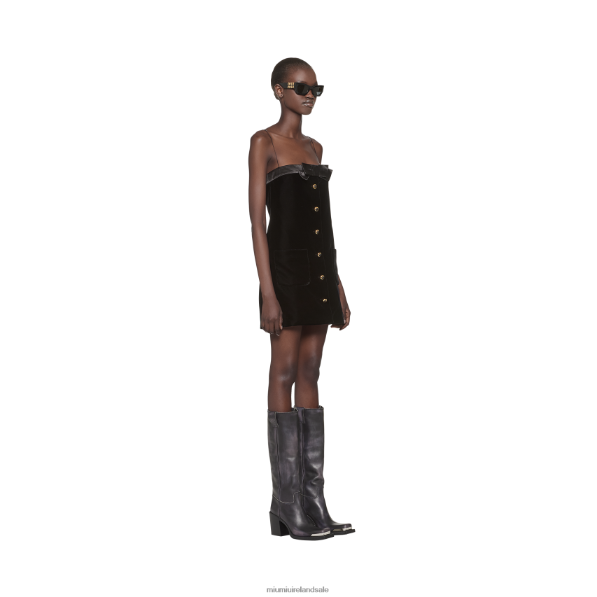 IE Miu MiuReady To Wear Velvet Short Dress Black XJN62J403