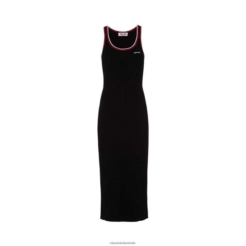 IE Miu MiuReady To Wear Viscose Sheath Dress With Logo Black XJN62J440