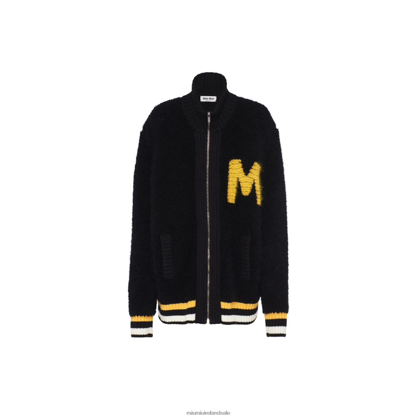 IE Miu MiuReady To Wear Boucle Cardigan Black XJN62J777