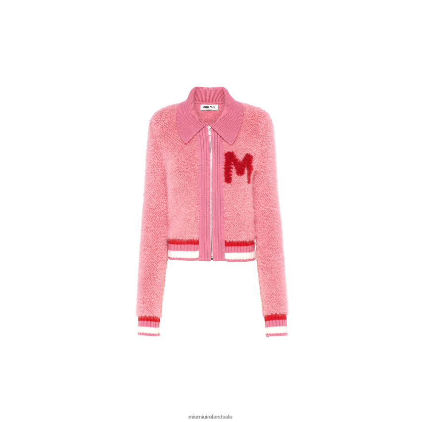 IE Miu MiuReady To Wear Boucle Cardigan Pink XJN62J776
