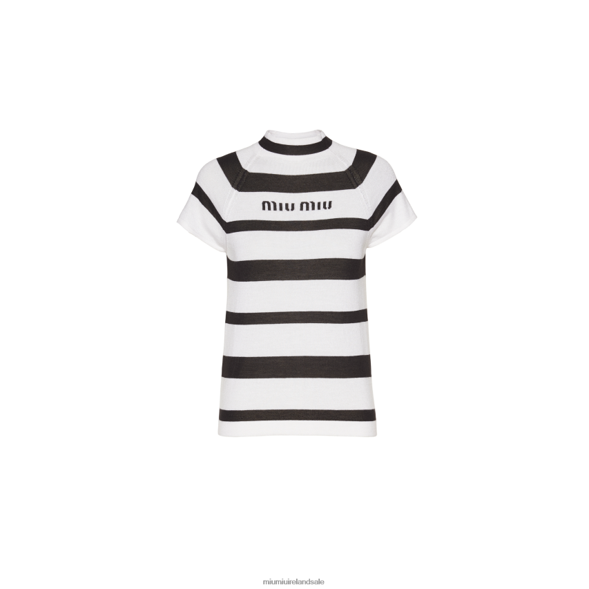 IE Miu MiuReady To Wear Cashmere And Silk Turtleneck Sweater White/Black XJN62J762