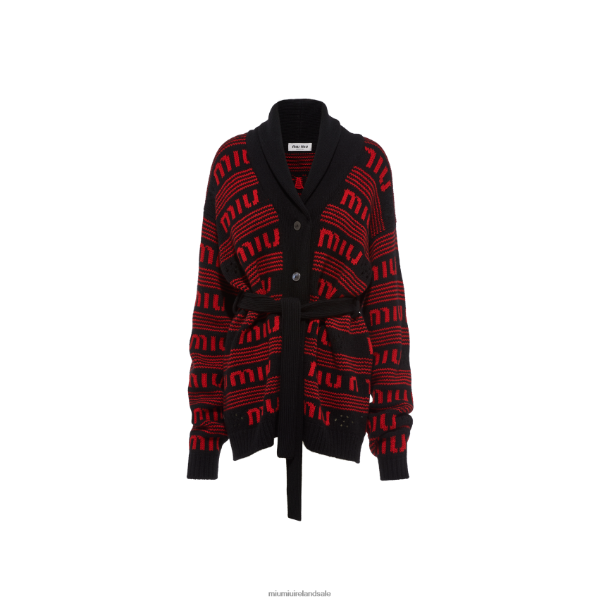 IE Miu MiuReady To Wear Cashmere Cardigan Black/Red XJN62J767