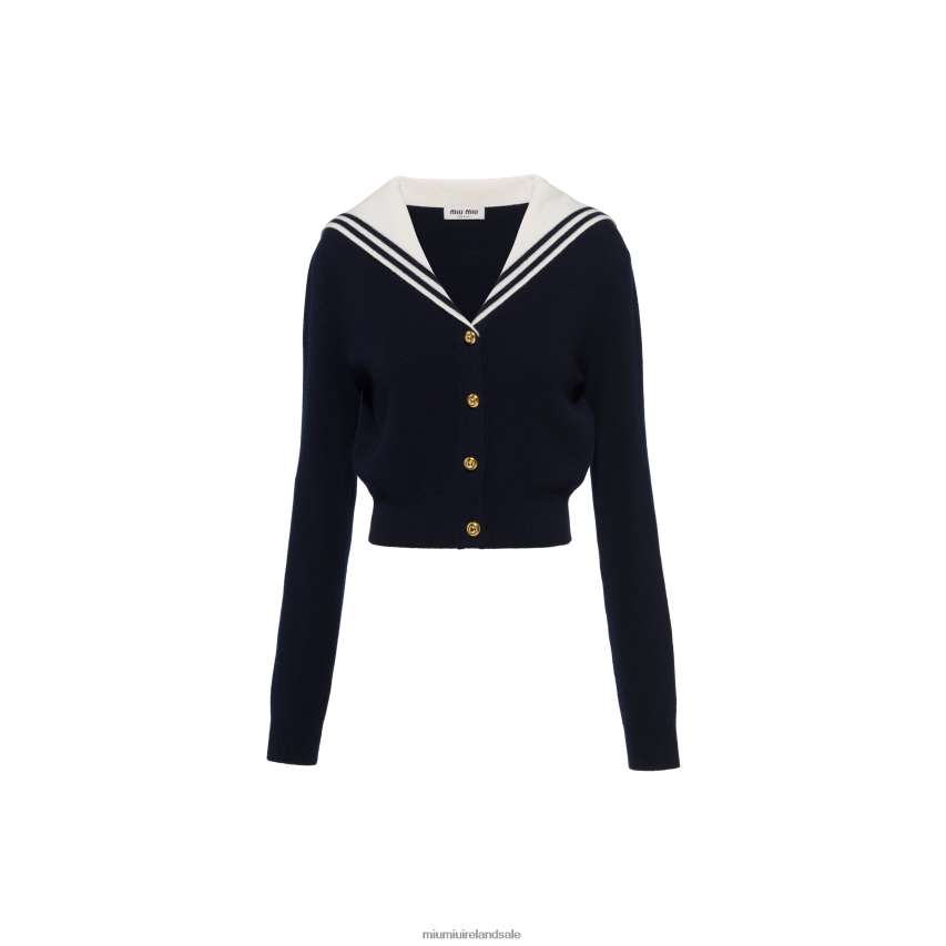 IE Miu MiuReady To Wear Cashmere Cardigan Blue/White XJN62J755