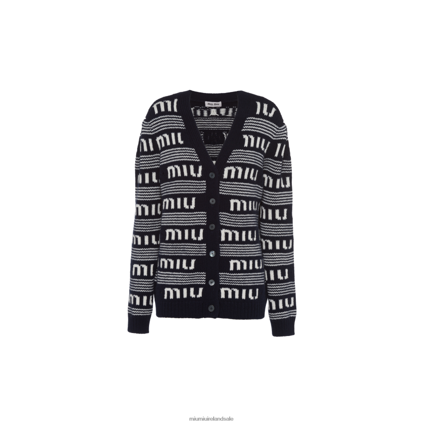 IE Miu MiuReady To Wear Cashmere Cardigan Blue/White XJN62J773