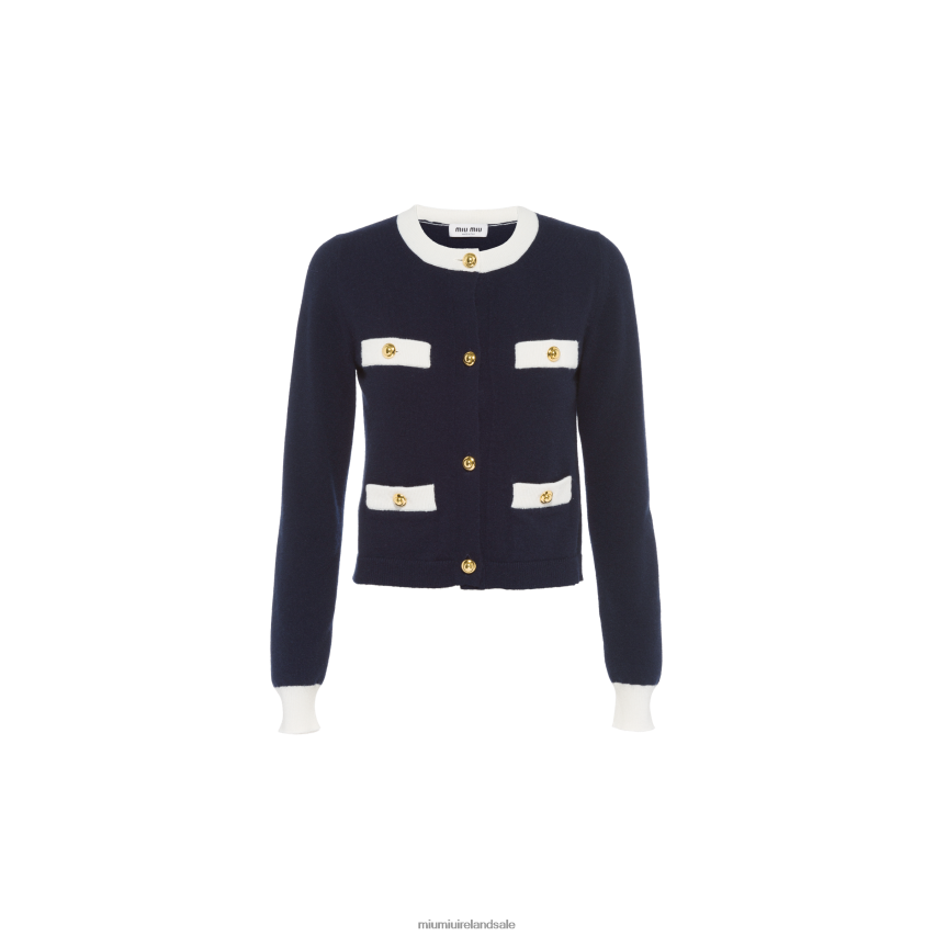 IE Miu MiuReady To Wear Cashmere Cardigan Navy XJN62J770
