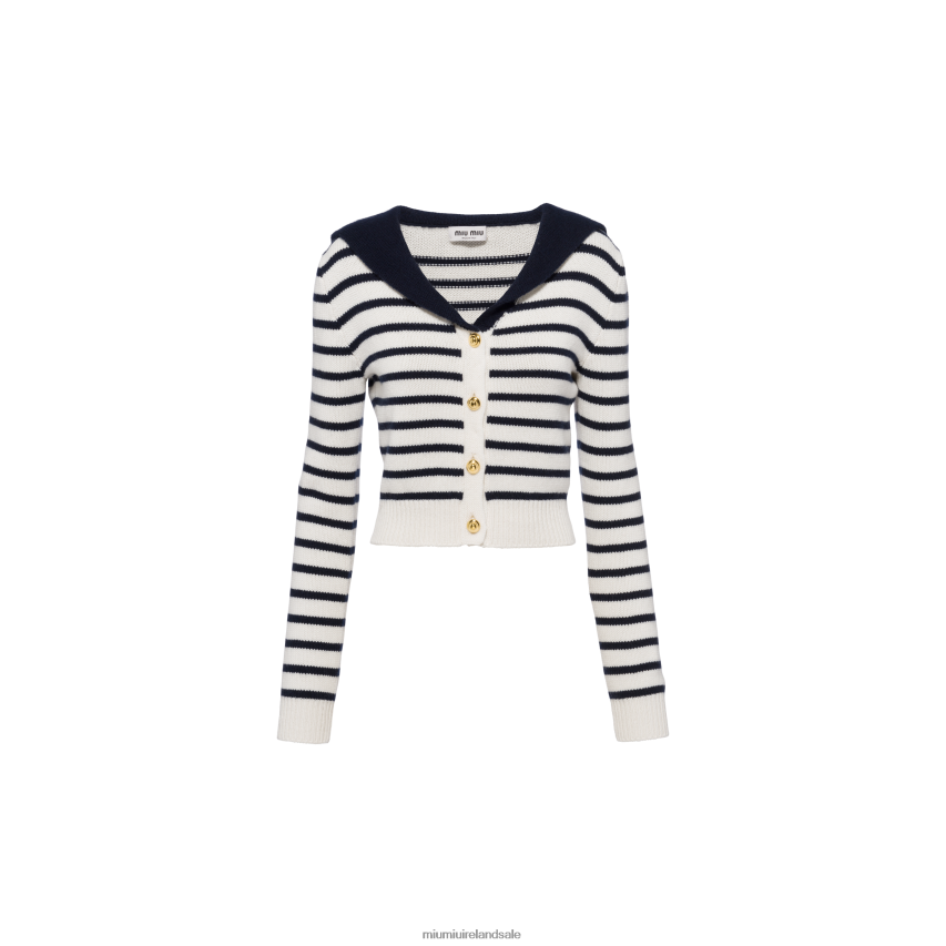 IE Miu MiuReady To Wear Cashmere Cardigan White/Blue XJN62J754