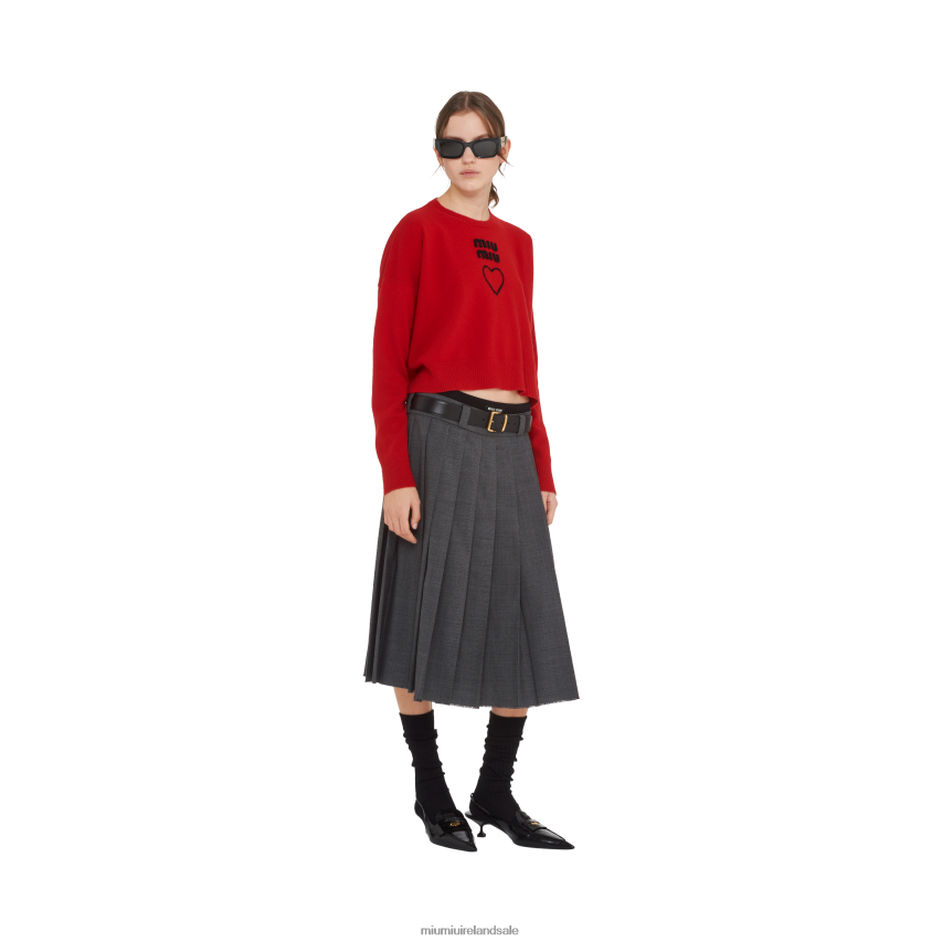 IE Miu MiuReady To Wear Cashmere Crew-neck Sweater Red XJN62J765