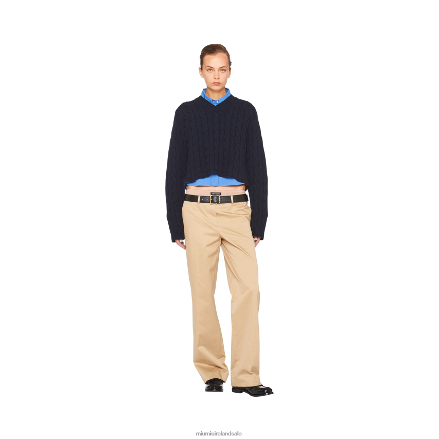 IE Miu MiuReady To Wear Cashmere V-neck Sweater Navy XJN62J831