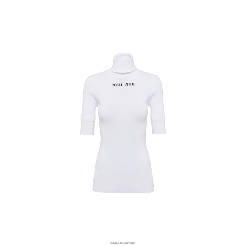 IE Miu MiuReady To Wear Cotton Turtleneck Jersey White XJN62J746
