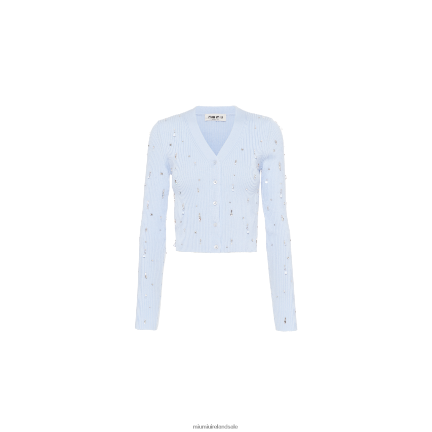 IE Miu MiuReady To Wear Embroidered Wool Cardigan Astro XJN62J808