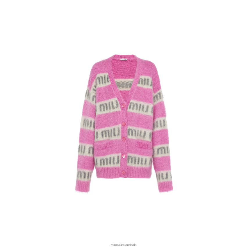 IE Miu MiuReady To Wear Mohair Cardigan Fuchsia XJN62J832
